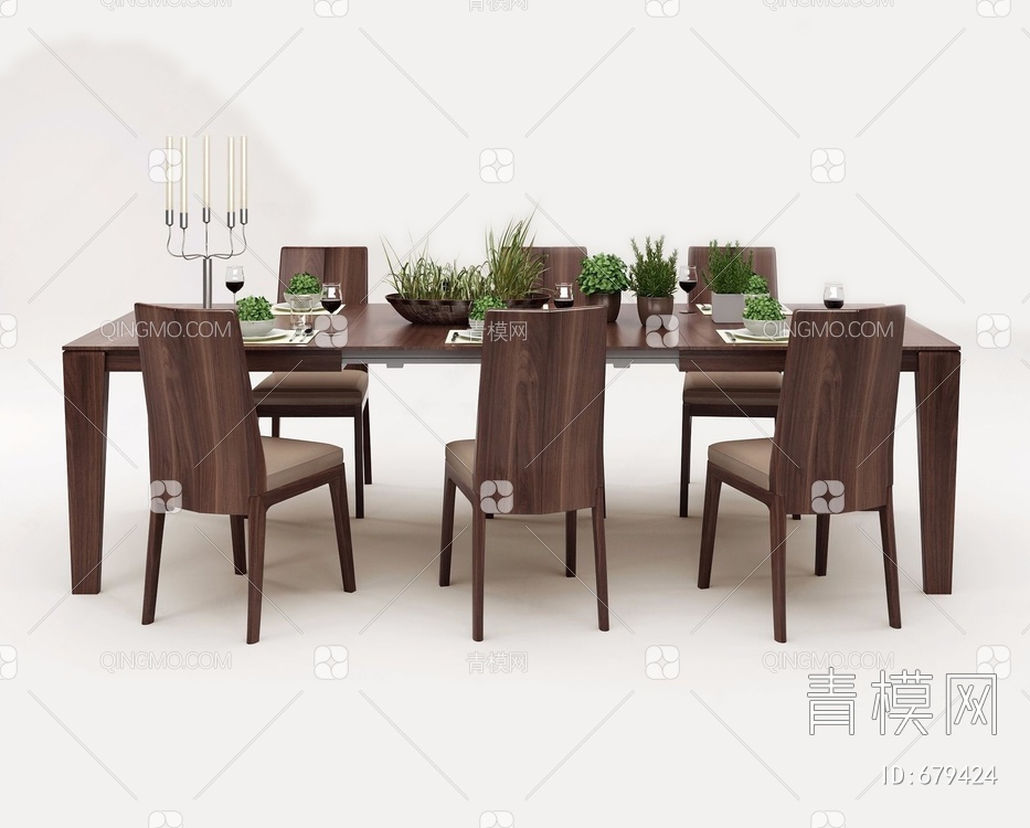 德国 Schelbach 餐桌椅组合3D模型下载【ID:679424】