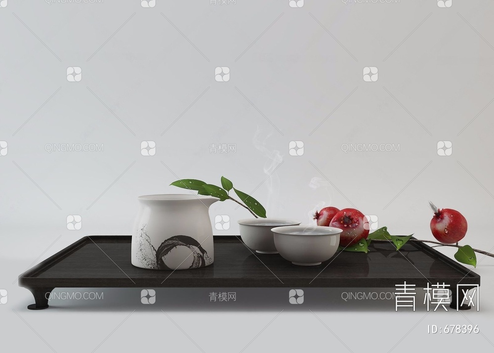茶具装饰品组合3D模型下载【ID:678396】