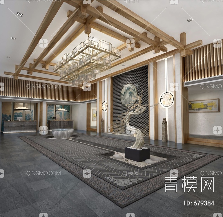 民宿酒店大堂3D模型下载【ID:679384】