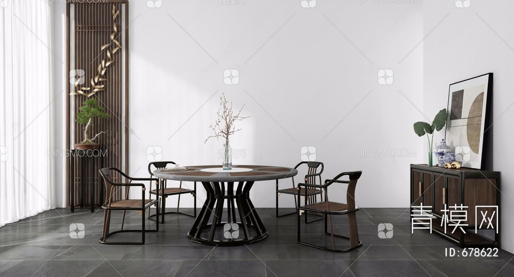 餐桌椅组合3D模型下载【ID:678622】