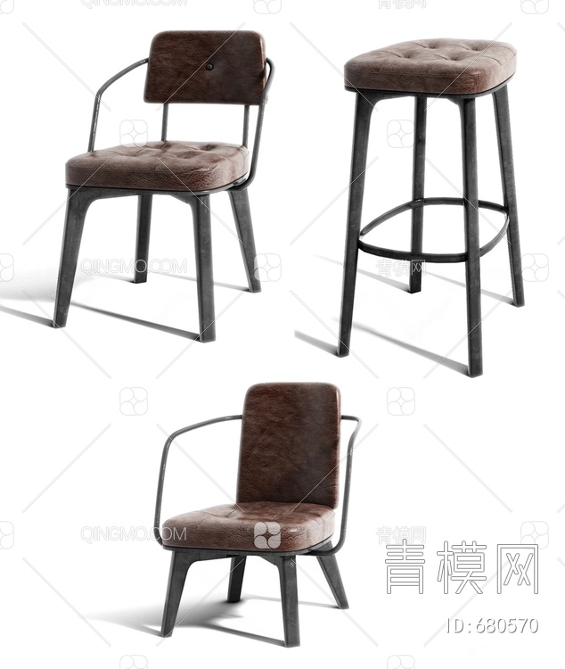 单椅凳子3D模型下载【ID:680570】