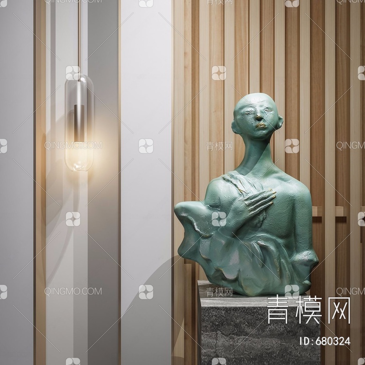 冥想人物雕塑3D模型下载【ID:680324】