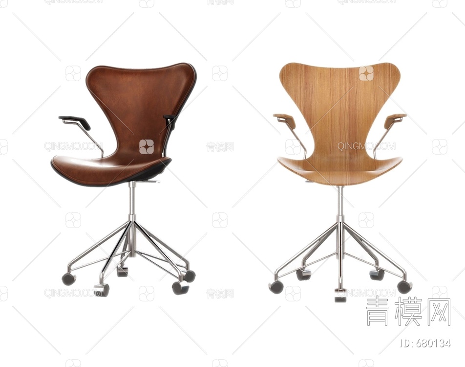 丹麦 Fritz Hansen 办公椅组合3D模型下载【ID:680134】