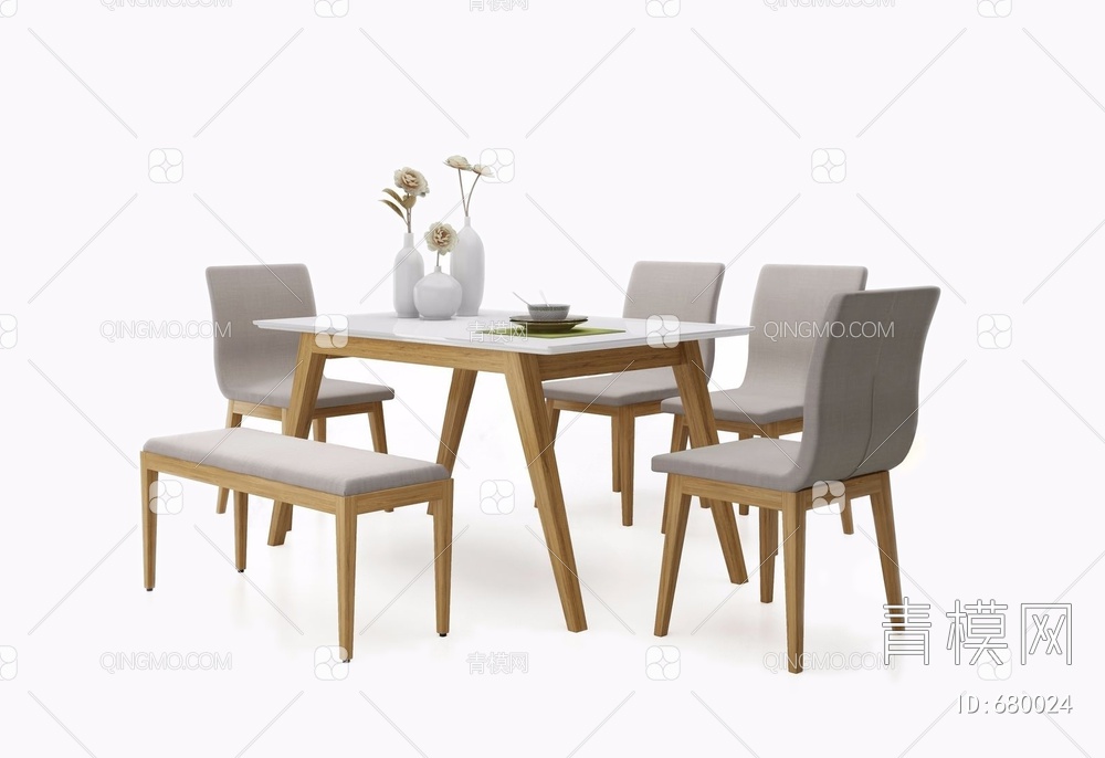 餐桌椅组合3D模型下载【ID:680024】