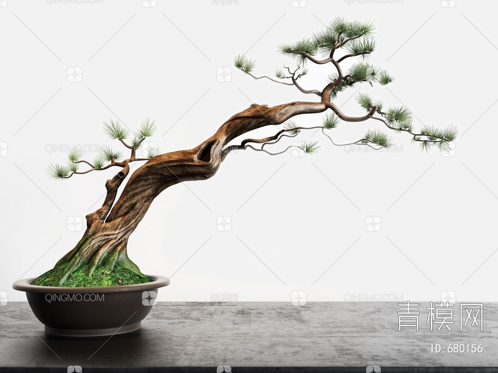 树桩盆景盆栽3D模型下载【ID:680156】
