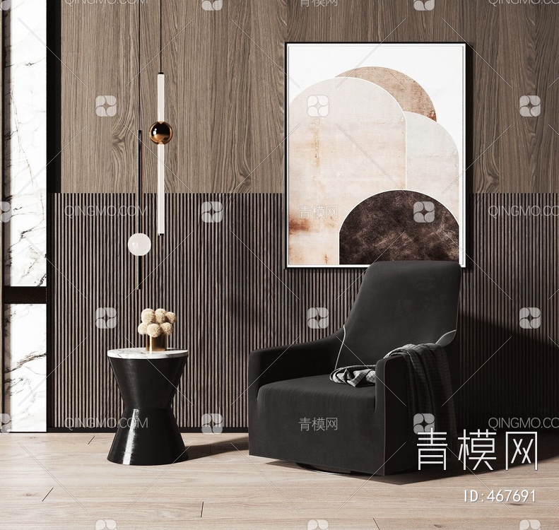 意大利 米洛提 Minotti 高级灰单人沙发3D模型下载【ID:467691】