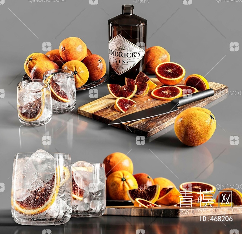 水果橘子茶杯摆件3D模型下载【ID:468206】