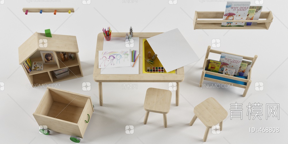 儿童桌椅3D模型下载【ID:468808】