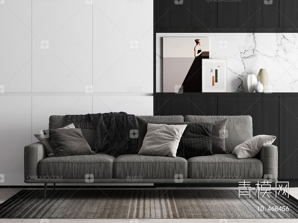 【米洛提Minotti 高级灰多人沙发3D模型】-现代VR有灯光有贴图MAX2014米洛提Minotti 高级灰多人沙发3d模型下载 ...