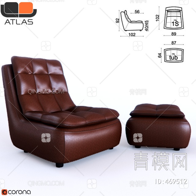 单人沙发3D模型下载【ID:469512】