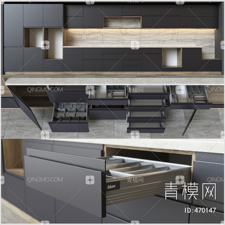 厨柜3D模型下载【ID:470147】