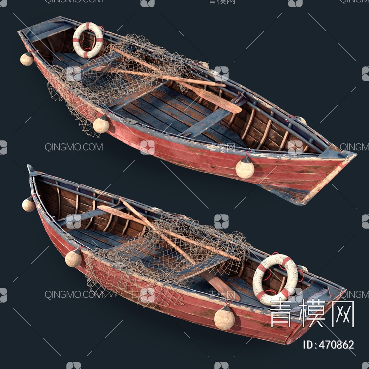 复古乡村渔船3D模型下载【ID:470862】