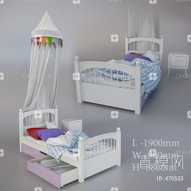 儿童床3D模型下载【ID:470533】