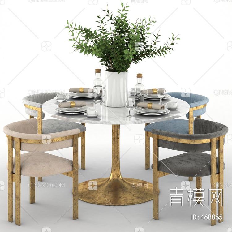餐桌椅组合3D模型下载【ID:468865】