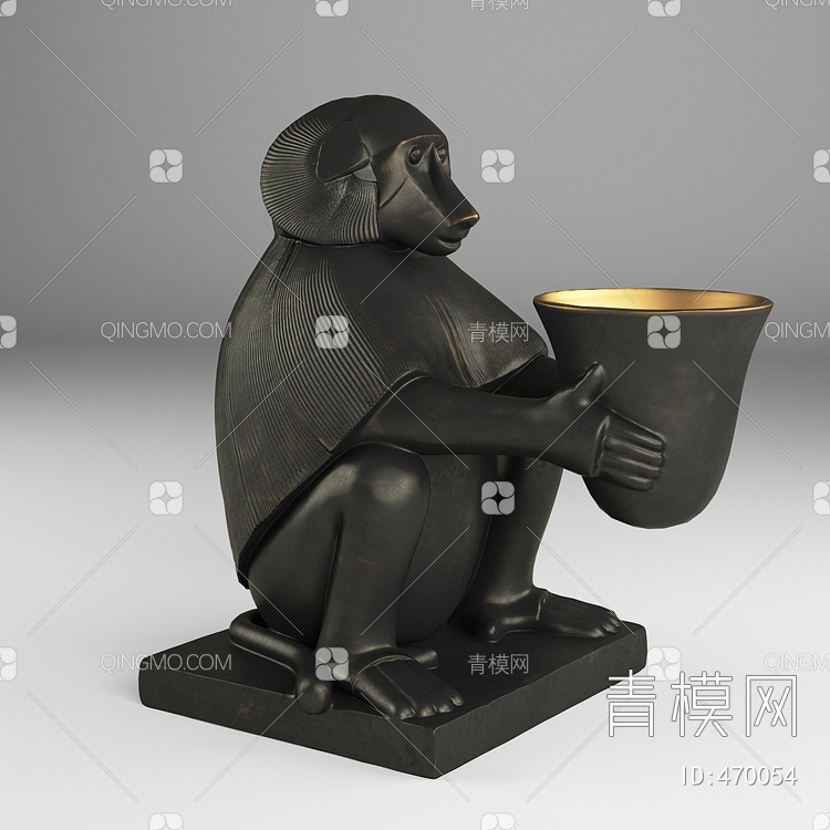 黑色狗雕塑3D模型下载【ID:470054】