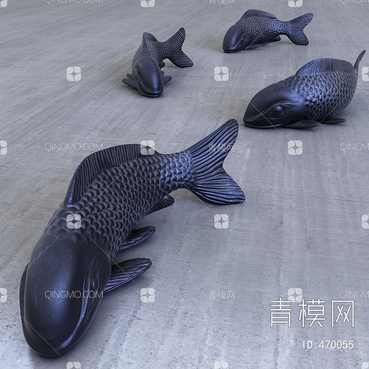 雕塑鱼3D模型下载【ID:470055】