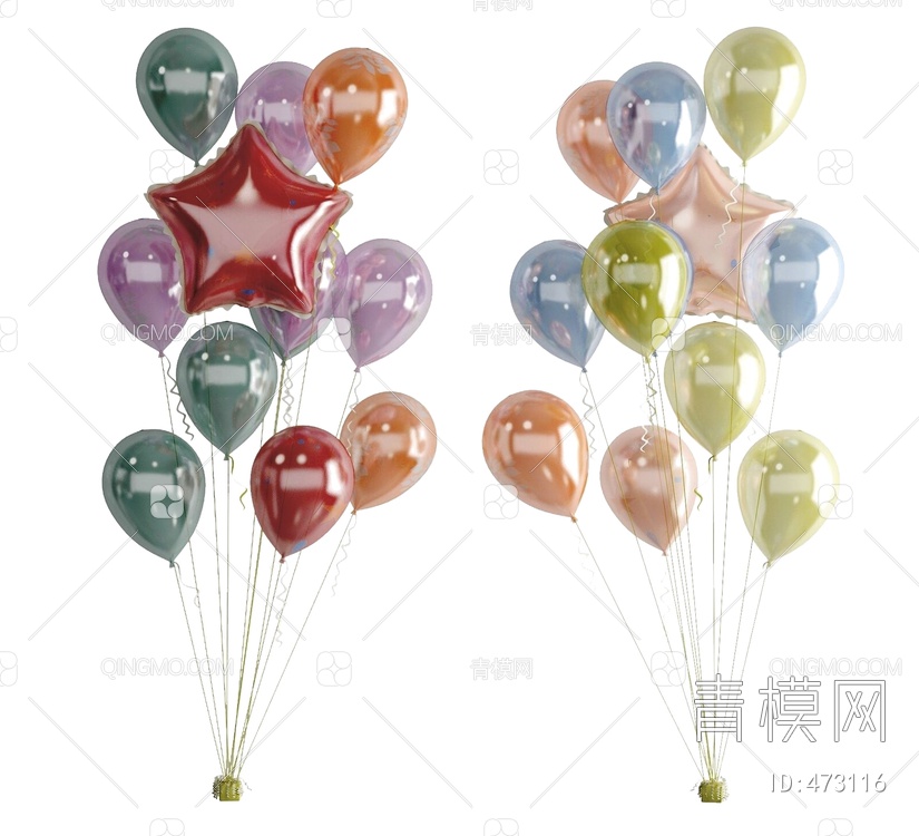 节日美陈 彩色气球3D模型下载【ID:473116】