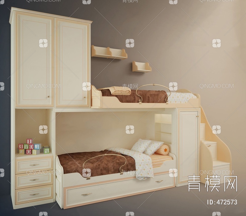 儿童床上下双层床3D模型下载【ID:472573】