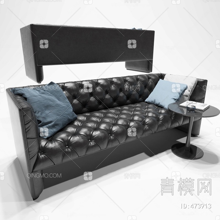 黑色皮革沙发3D模型下载【ID:473913】