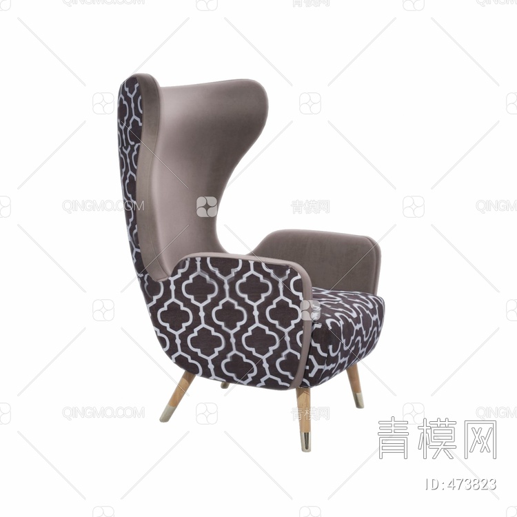 高靠背单人休闲沙发椅3D模型下载【ID:473823】