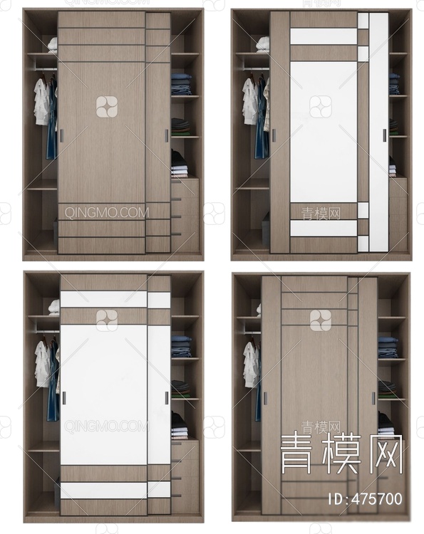 移门衣柜组合3D模型下载【ID:475700】