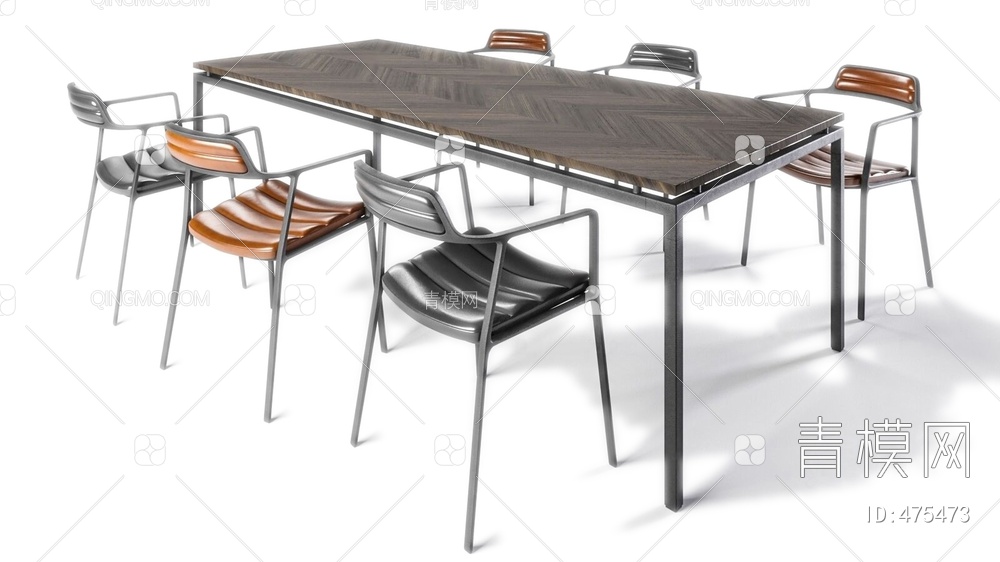 铁艺餐桌椅子组合3D模型下载【ID:475473】