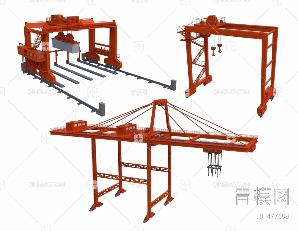 起重机,龙门吊组合3D模型下载【ID:477608】