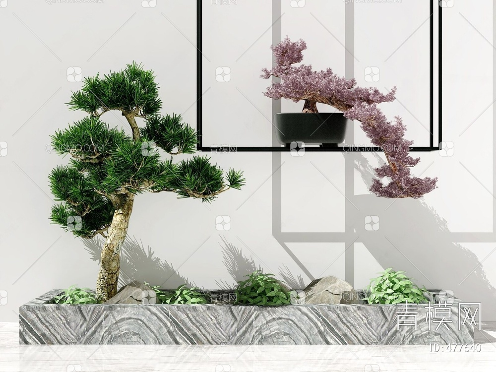 景观小品盆栽摆件3D模型下载【ID:477640】