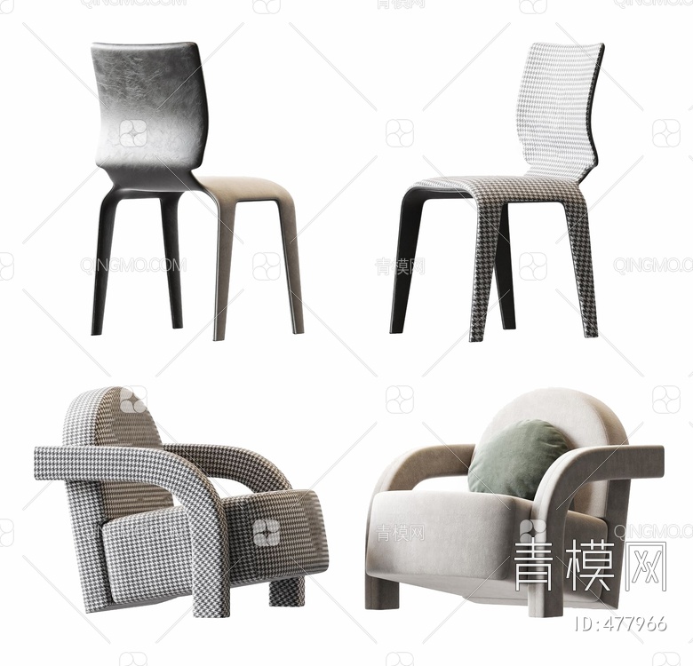 单椅休闲椅组合3D模型下载【ID:477966】