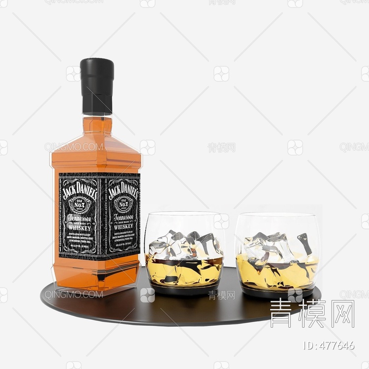 酒瓶酒杯组合3D模型下载【ID:477646】