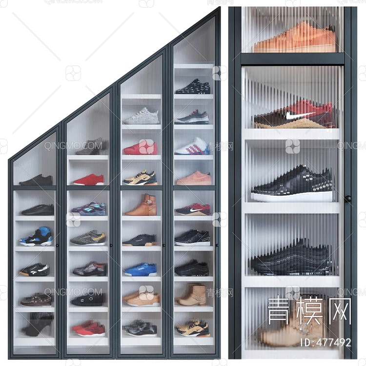 商展柜架鞋子运动鞋组合3D模型下载【ID:477492】