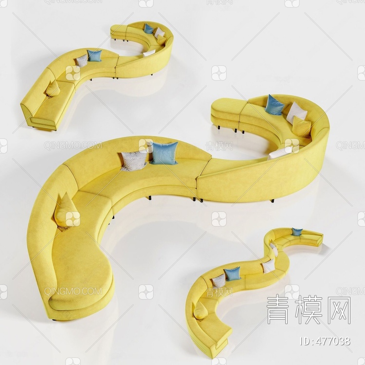 异型弧形S形沙发3D模型下载【ID:477038】