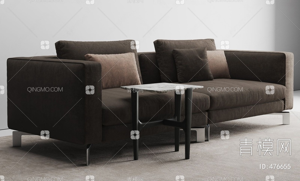 棕色沙发套装3D模型下载【ID:476655】