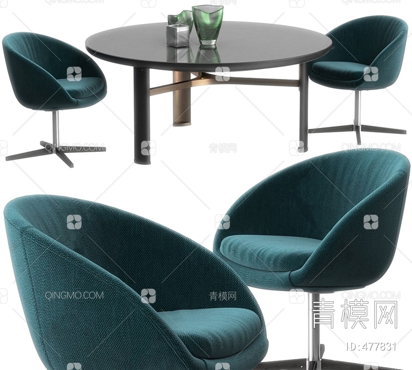 意大利 Minotti 米洛提 餐桌椅3D模型下载【ID:477831】
