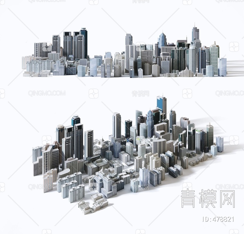 城市建筑群高楼配楼楼房3D模型下载【ID:478821】