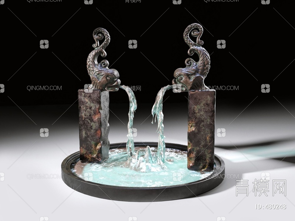 户外水池雕塑3D模型下载【ID:480248】