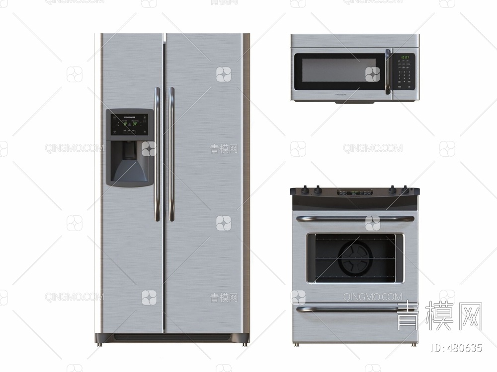 厨房电器组合3D模型下载【ID:480635】