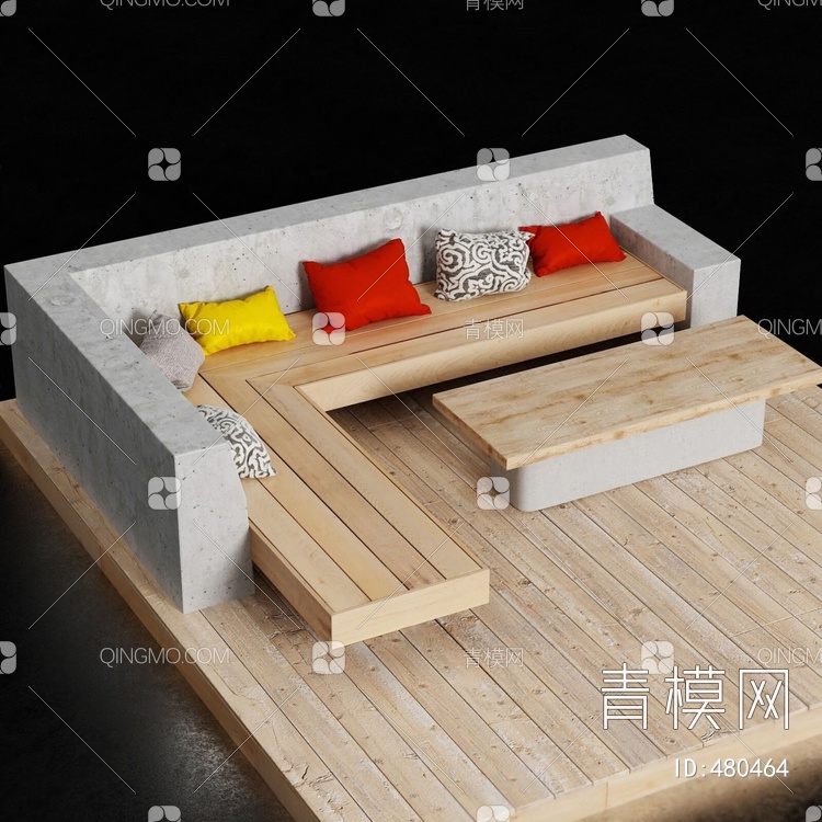 户外休闲桌椅组合3D模型下载【ID:480464】