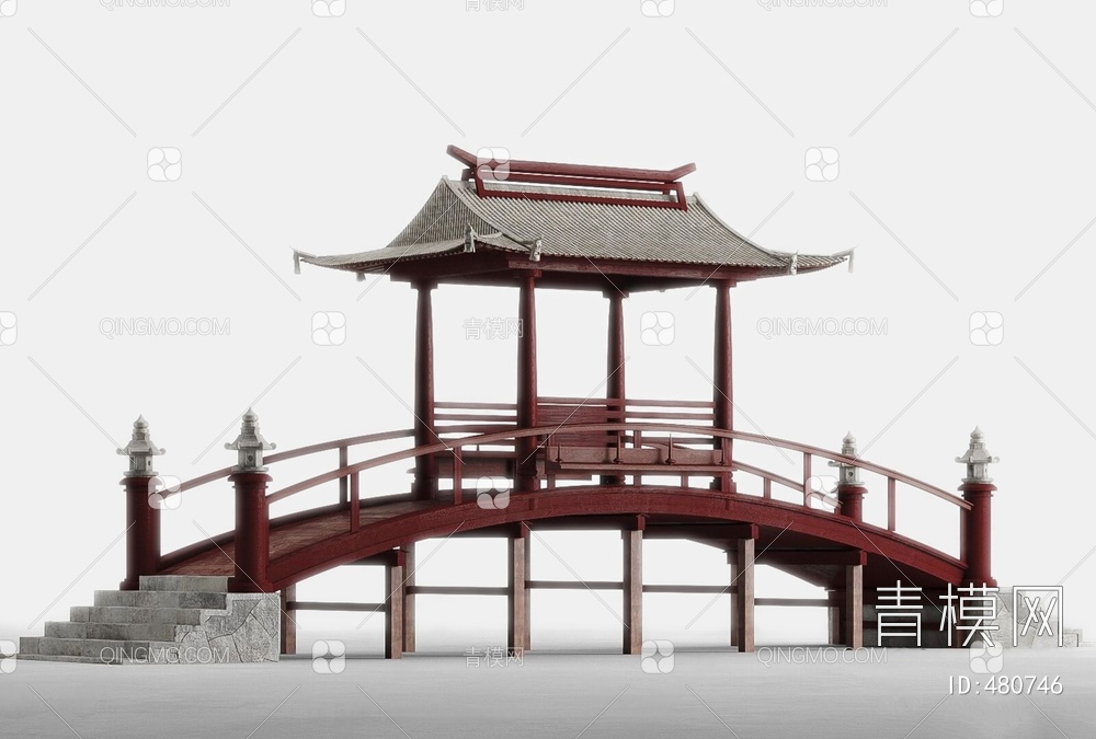 拱桥凉亭木桥3D模型下载【ID:480746】
