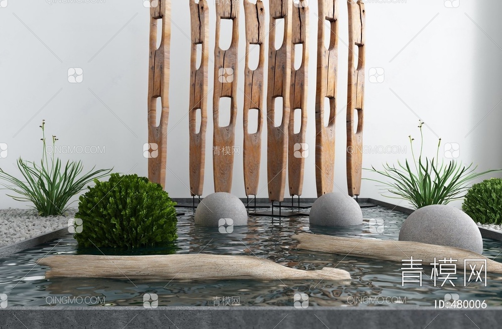 庭院水景小品流水喷泉3D模型下载【ID:480006】