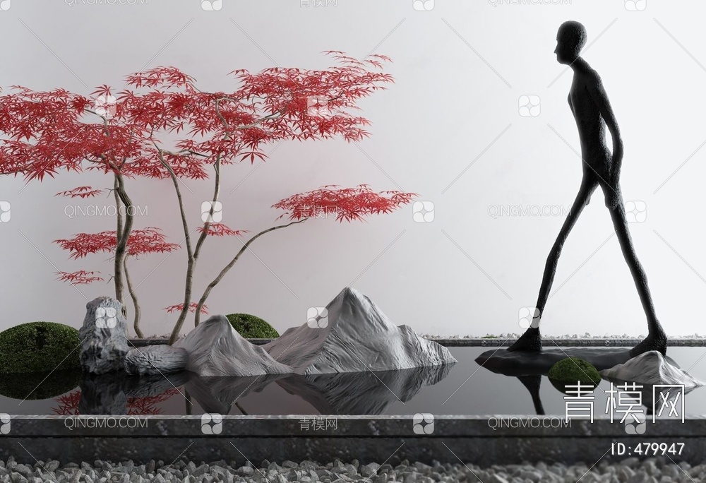 庭院景观小品枯山水石3D模型下载【ID:479947】