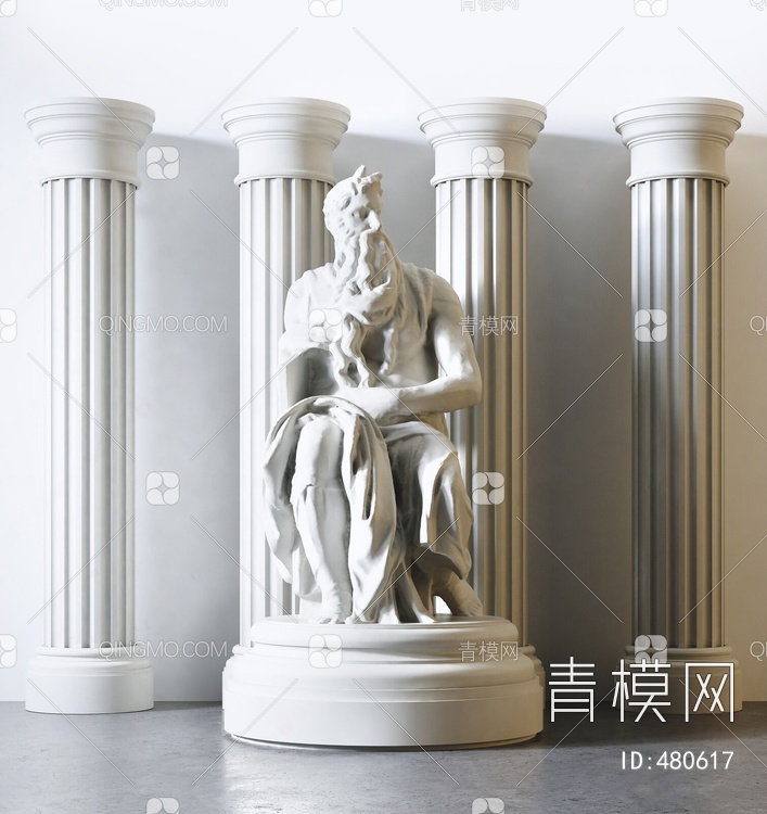 石膏雕塑装饰摆件3D模型下载【ID:480617】