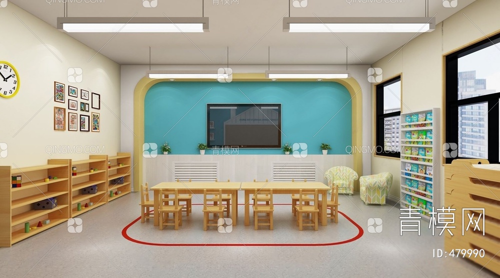 儿童幼儿园教室3D模型下载【ID:479990】