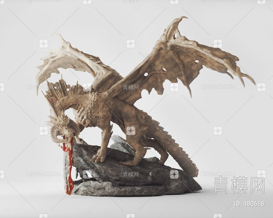 恶龙雕塑3D模型下载【ID:480618】