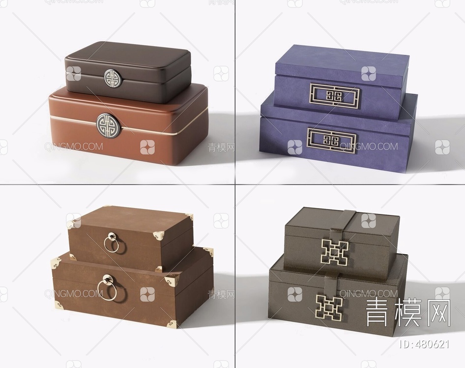 软装箱子盒子组合3D模型下载【ID:480621】