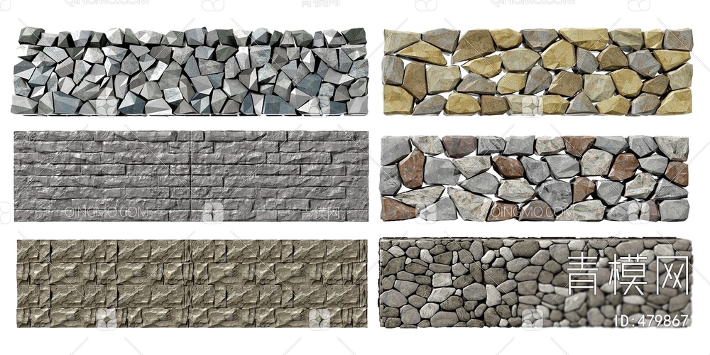 自然石头围墙3D模型下载【ID:479867】
