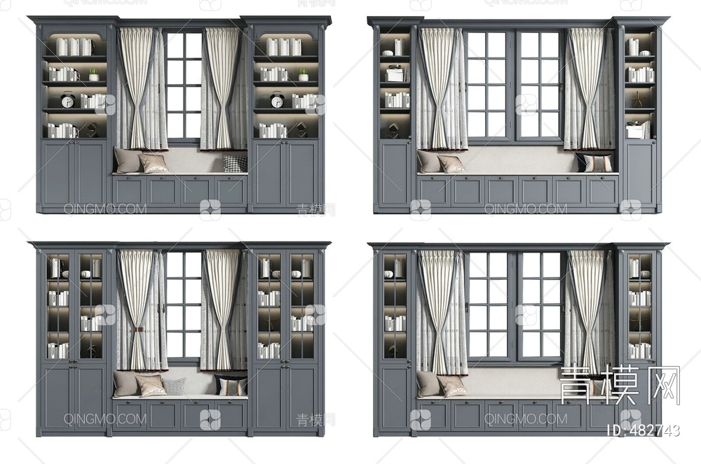 飘窗柜3D模型下载【ID:482743】