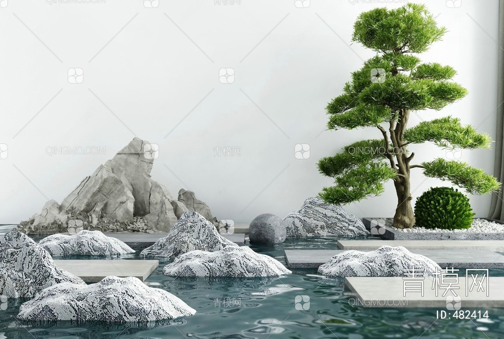 庭院景观水景3D模型下载【ID:482414】