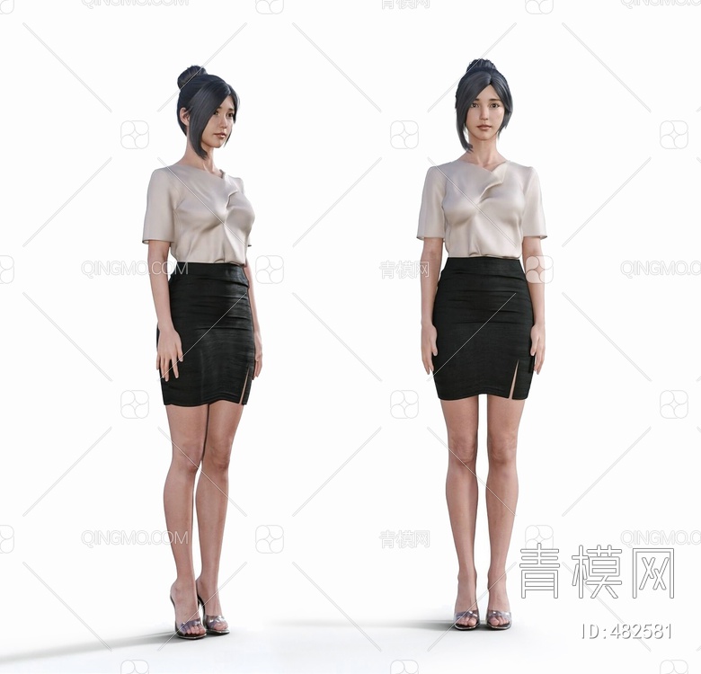 女人白领模特3D模型下载【ID:482581】