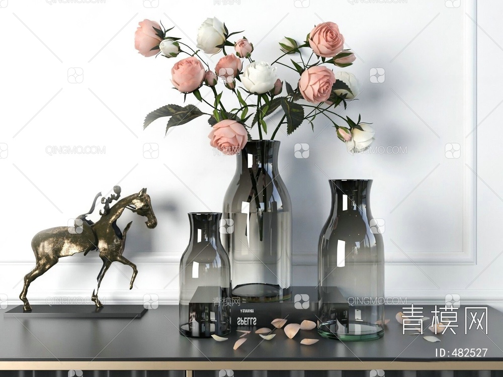 玻璃花瓶装饰品3D模型下载【ID:482527】